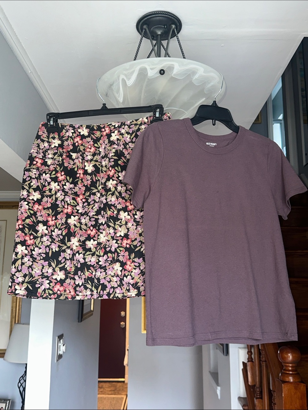 Seven 7 Floral Tummy Toner Skort Sz 8 with Coordinating Old Navy TShirt Sz M